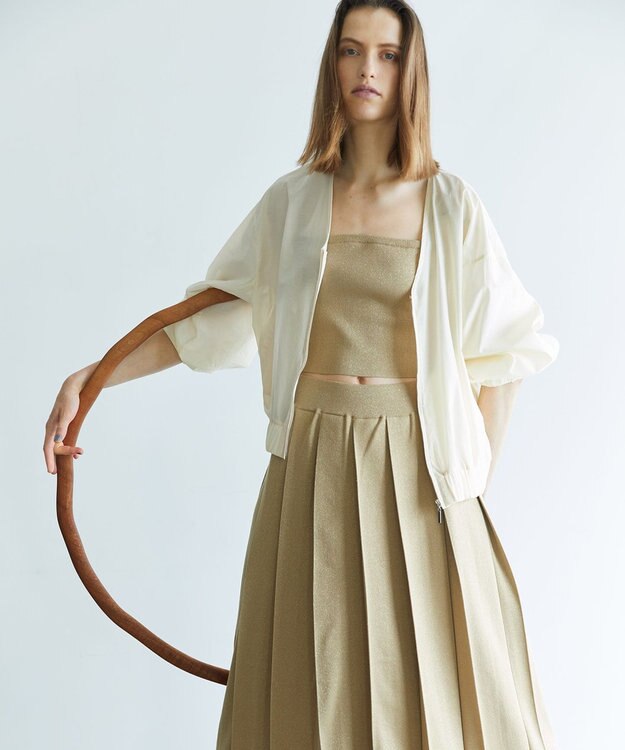 uncrave 【手洗い可】ドライタッチ ニット カップ付き バンドゥ（uncrave WHITE） サンドベージュ×ゴールド