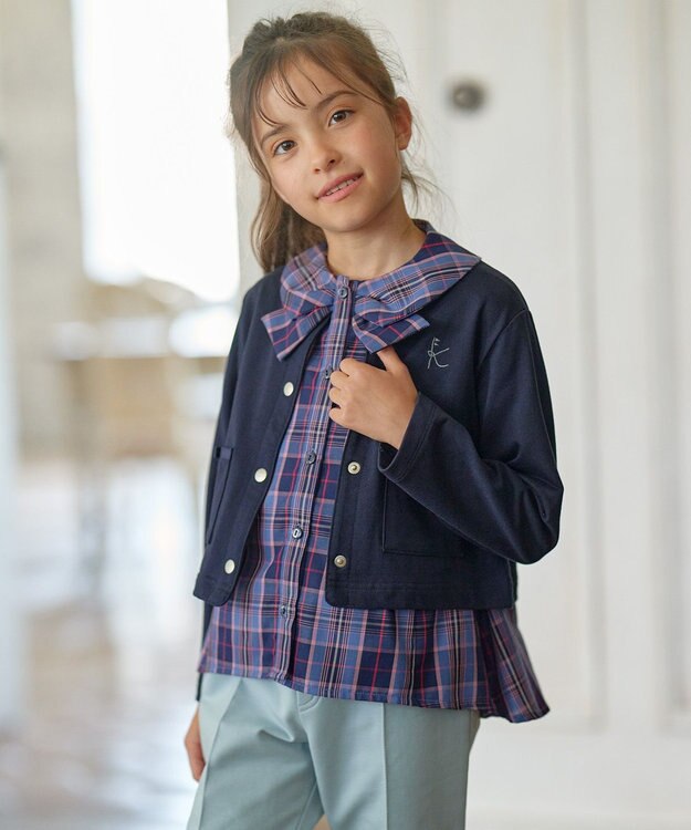 組曲 KIDS 【110-140㎝】スナップボタン カーディガン ネイビー系