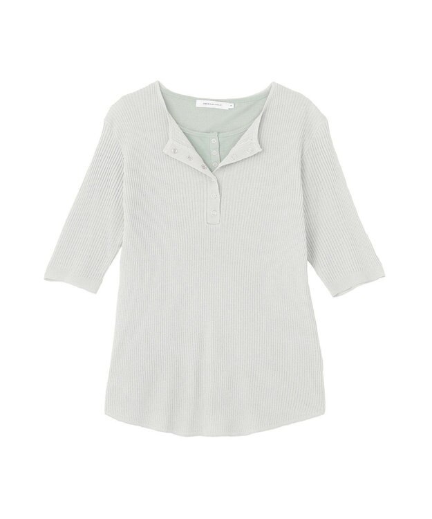 AMERICAN HOLIC 【2点セット】シアーリブヘンリーネックニット＋タンクトップ Light Gray