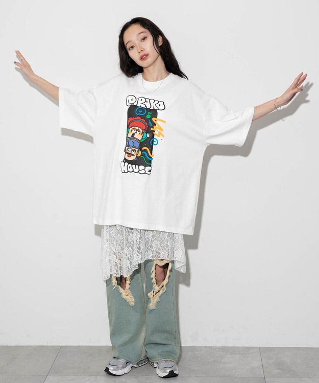 WEGO 【ユニセックス着用ITEM/MLサイズ展開】別注PIRAKOグラフィックT（S） ホワイト