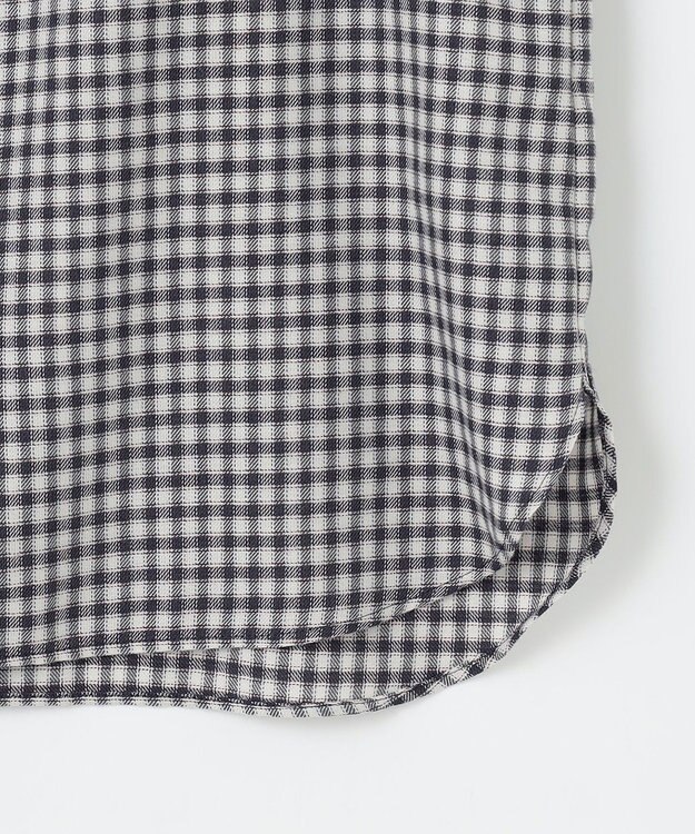 J.PRESS LADIES L 【洗える】ポリエステルヴィスコースブロックチェック バンドカラー ブラウス チャコール×ピンク系