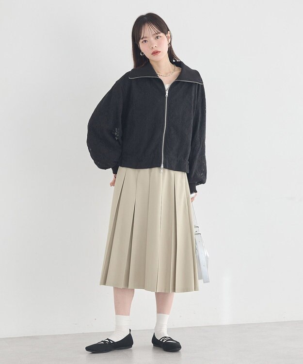 earth music&ecology タックプリーツミディスカート Light Beige