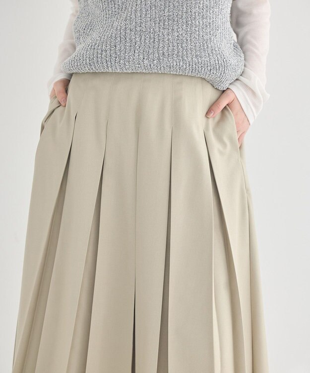 earth music&ecology タックプリーツミディスカート Light Beige