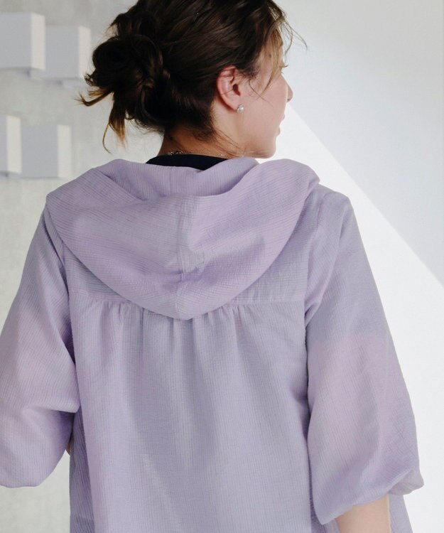 Tiaclasse L 【洗える】シアーパーカーカーディガン ラベンダー