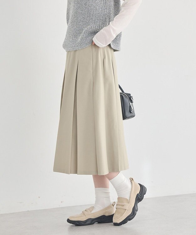 earth music&ecology タックプリーツミディスカート Light Beige