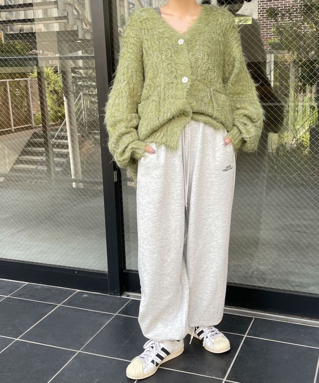 WEGO 裏起毛ロゴ刺繍スウェットパンツ 杢グレー