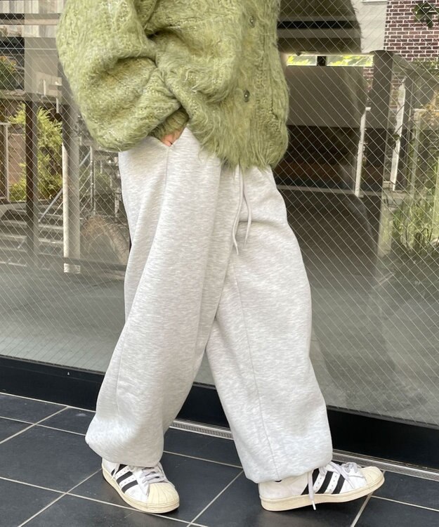 WEGO 裏起毛ロゴ刺繍スウェットパンツ 杢グレー