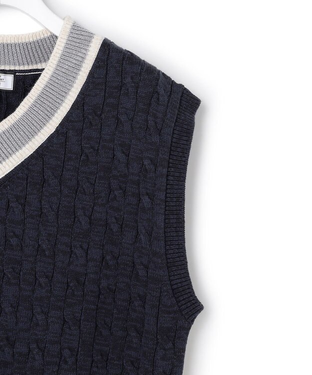 J.PRESS YORK STREET 【WOMEN】ケーブルチルデン ニットベスト ネイビー系