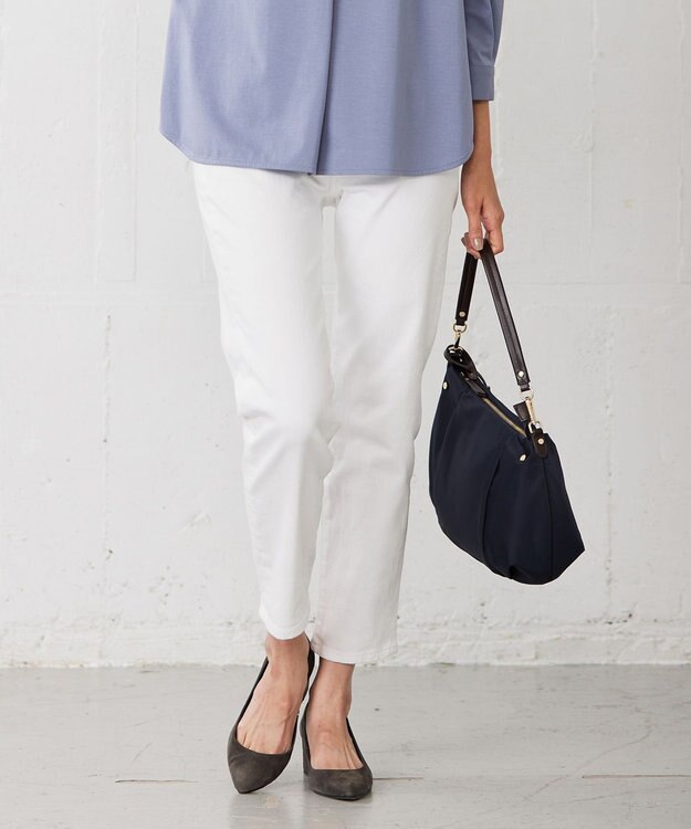J.PRESS LADIES 【洗える】BASIC STRETCH DENIM ストレート パンツ ホワイト系