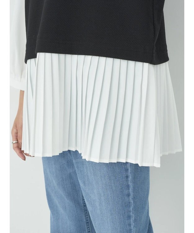 earth music&ecology プリーツドッキングプルオーバー Black