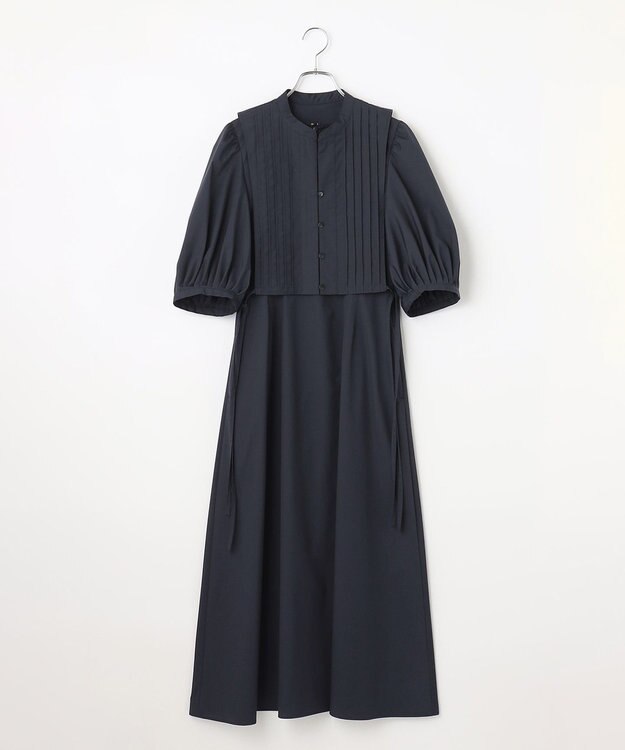 #Newans 【洗える】ピンタックベストコンビワンピース ネイビー系