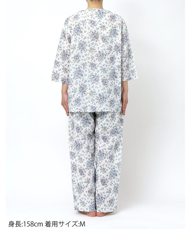 WACOAL パジャマ 7分袖 長袖 長ズボン 綿100%(本体) ローン素材 ミントン レディース NDT265 /ワコール ホワイト