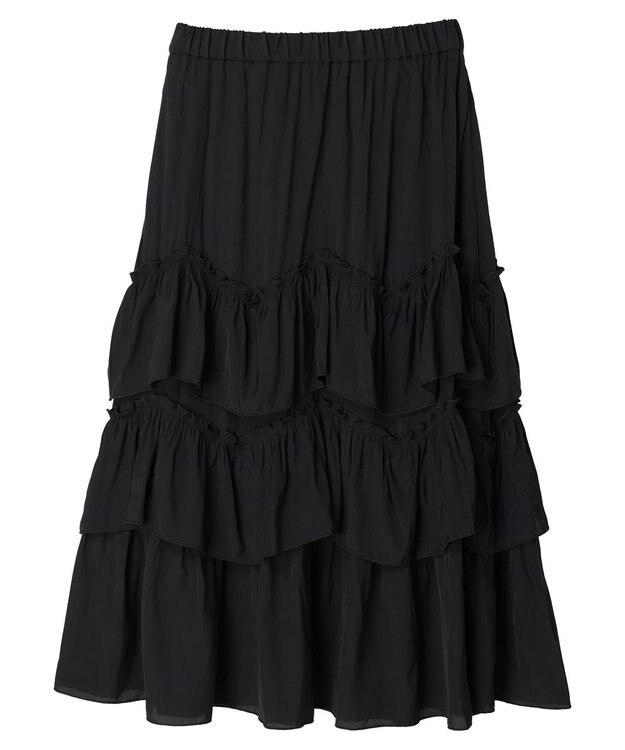 earth music&ecology ランダムティアードボリュームスカート Black
