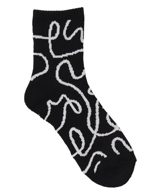 WEGO ニュアンスリブ底パイルクルーソックス ブラック