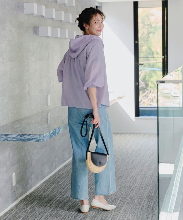 Tiaclasse L 【洗える】シアーパーカーカーディガン ラベンダー