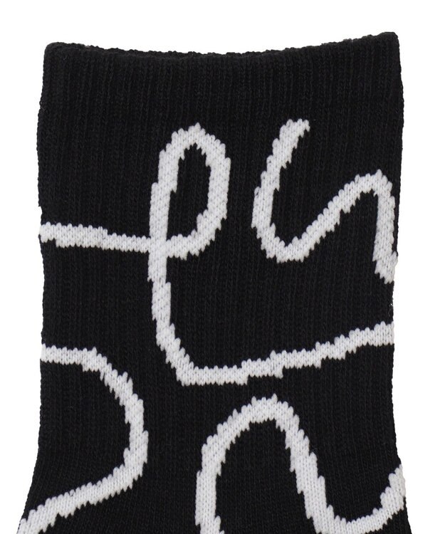 WEGO ニュアンスリブ底パイルクルーソックス ブラック