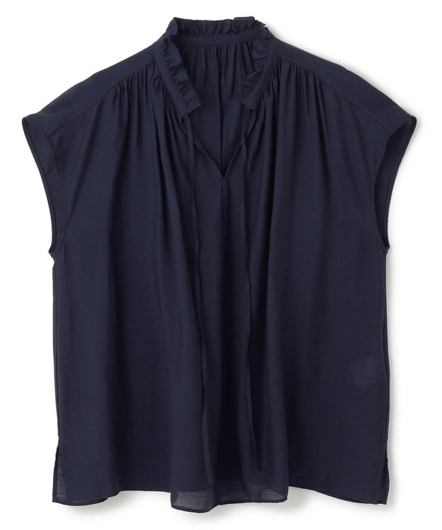 UNFILO ヴィンテージシアー ギャザーブラウス 【WEB限定】ネイビー