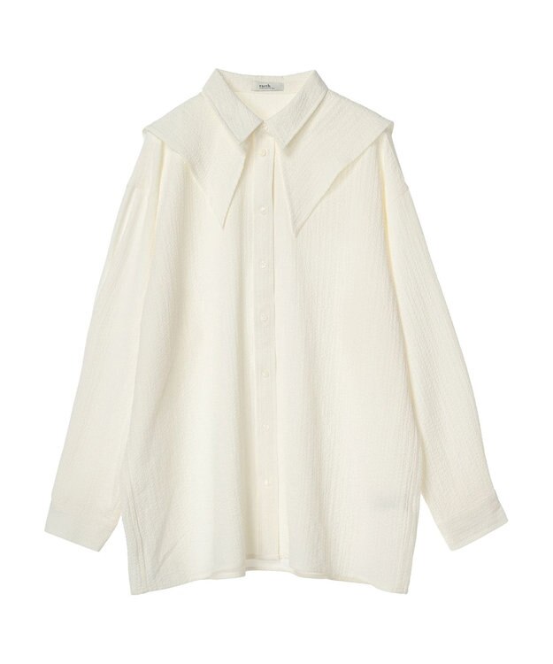 earth music&ecology ダブルカラーシャツ Ivory