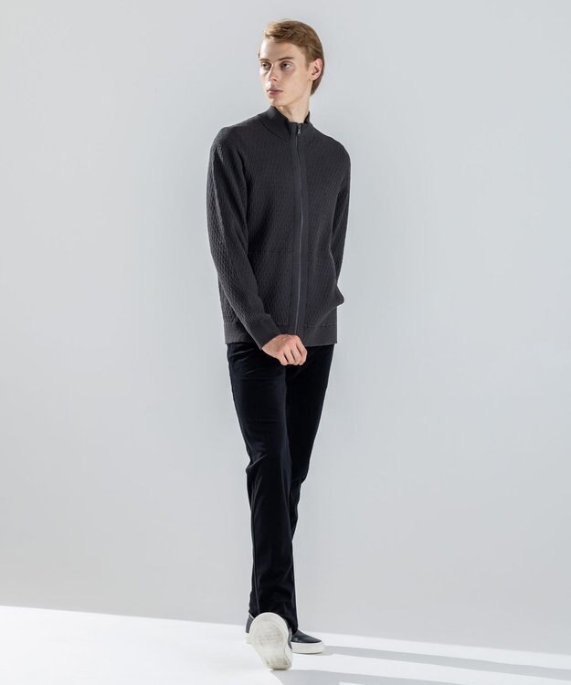 JOSEPH HOMME 【新柄】 ヴィスコースリンクス　ハイネックジップアップカーディガン グレー系