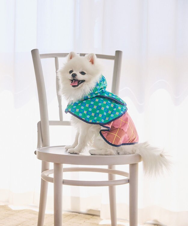 COQ PLAID ARGYLE ドッグポンチョ レインコート グリーン