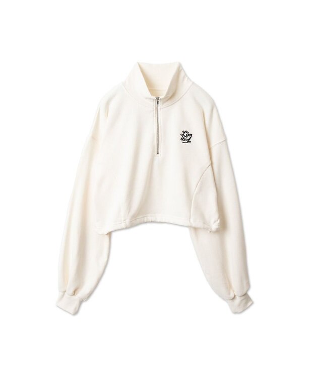 WEGO 【新色追加】ドロストデザインハーフZIPスウェット ホワイトその他