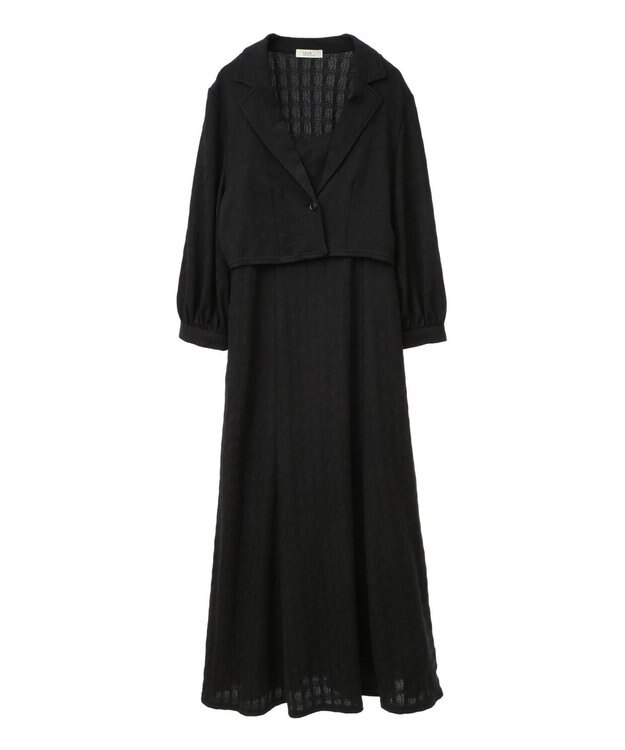 earth music&ecology ＳＥＴ２点ジャカードシャツ＋キャミドレ Black