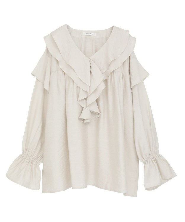 Green Parks ビッグカラーフリルブラウス Off White