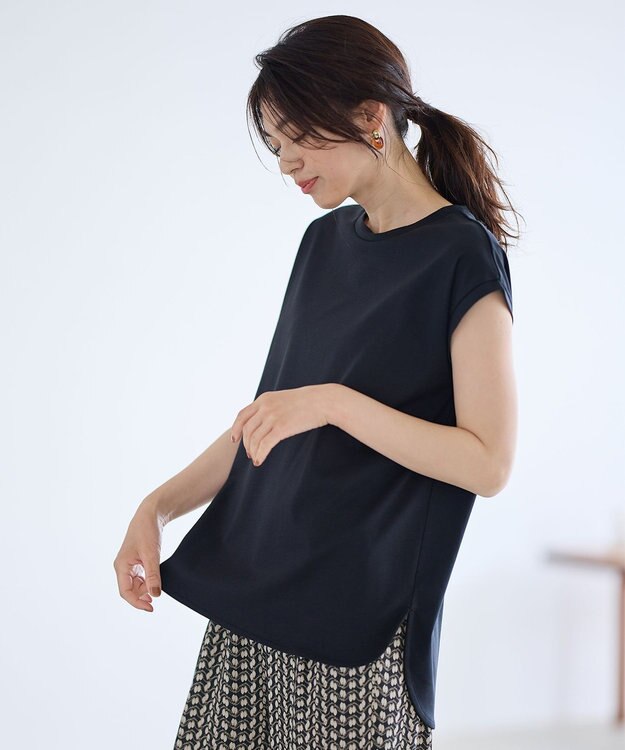 ANY 【汗ジミ防止加工】シルケットスムースノースリーブプルオーバー ブラック