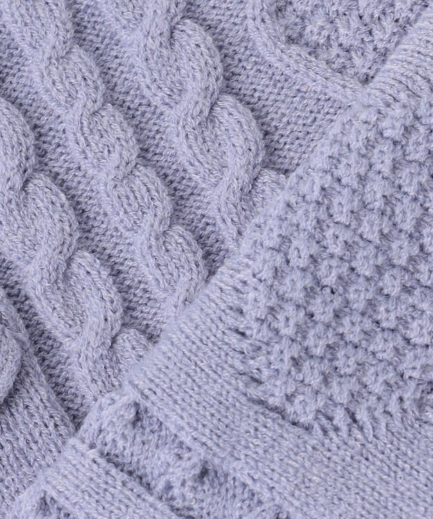 ANY KIDS 肩フリルハートケーブルニット サックスブルー