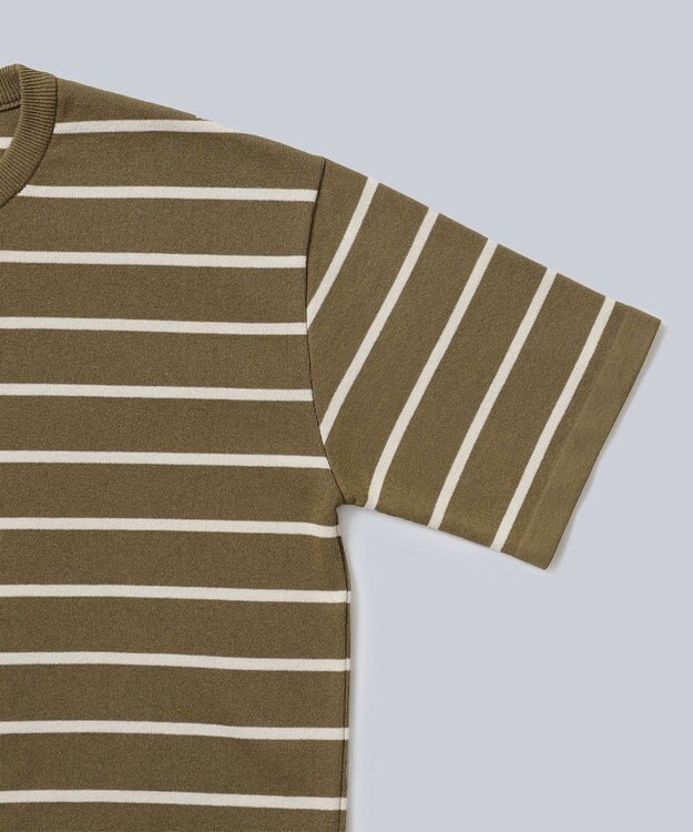 WHITE MAILS 【UNISEX】PAPER YARN BORDER KINT PULLOVER T-シャツ カーキ