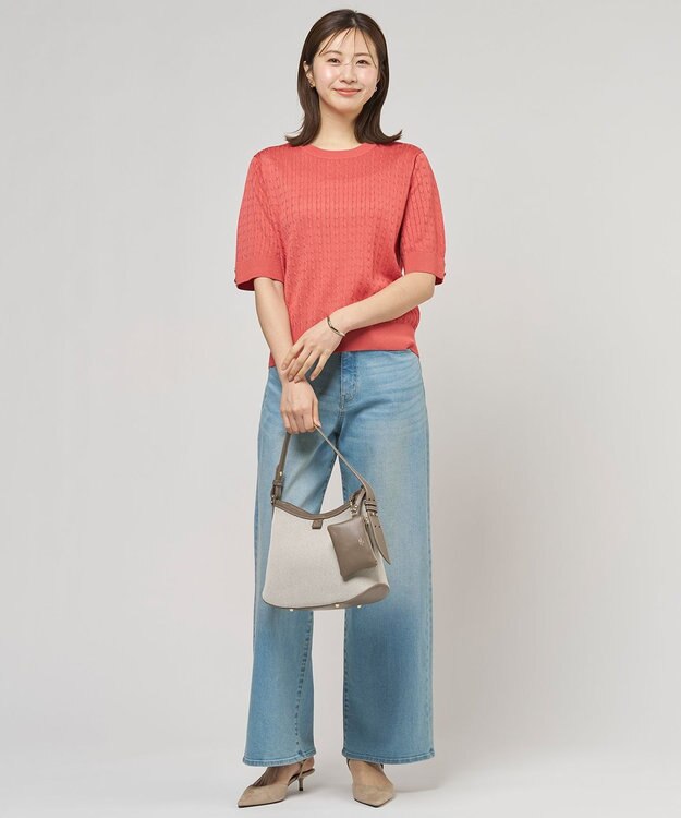 J.PRESS LADIES L  Vis/Peスパーク クルーネック プルオーバー ブラッドオレンジ系