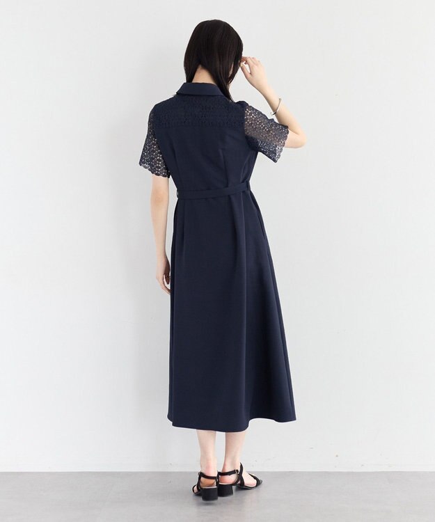 YECCA VECCA レース切替ワンピース Gray Beige