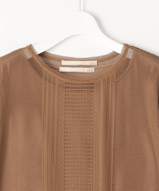 自由区 【洗える・XSサイズあり】レースEDGE Tシャツ＆インナータンクトップセット トップス キャメル系