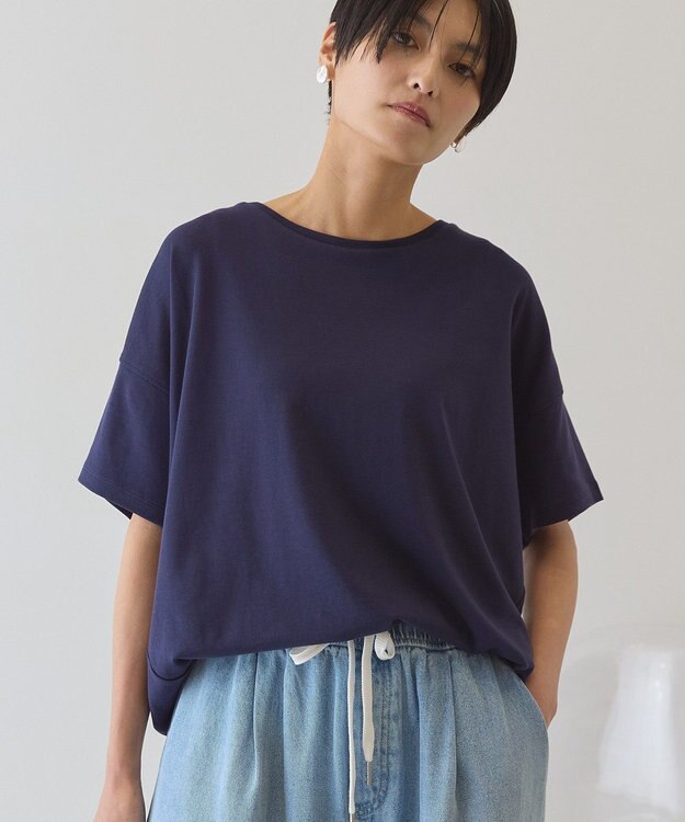 AMERICAN HOLIC 半袖コクーンカットプルオーバー Navy