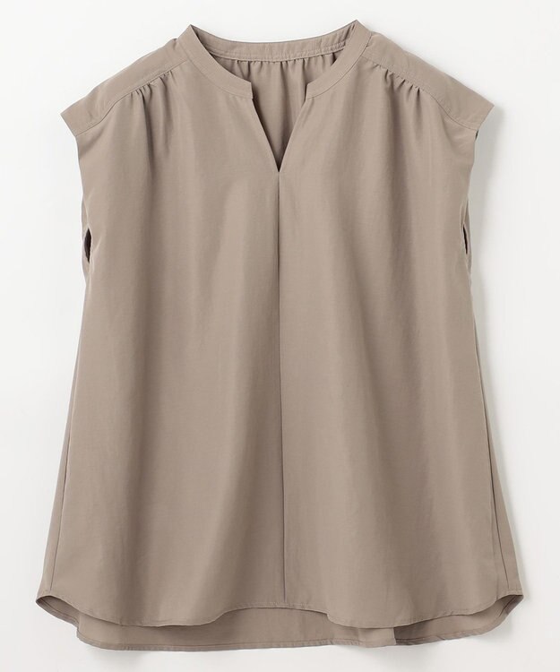 ANY ギャザーショートスリーブブラウス モカ