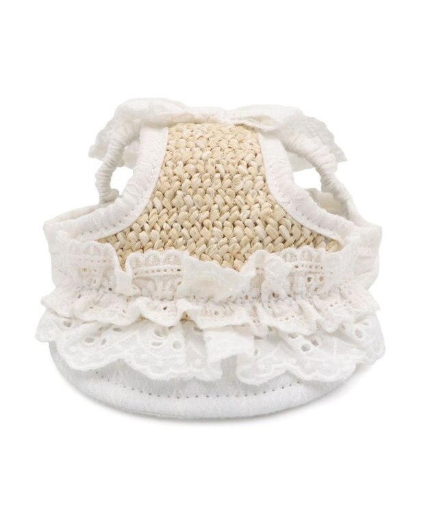 PET PARADISE ペットパラダイス フリル キャップ ４Ｓ～３Ｓ/ＳＳ～Ｓ ホワイト×ベージュ