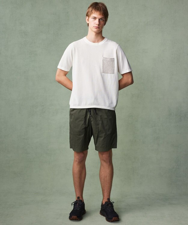 JOSEPH ABBOUD MOUNTAIN 【エコ素材・軽量・通気性・速乾性】ペーパーヤーンニット Ｔシャツ ホワイト系