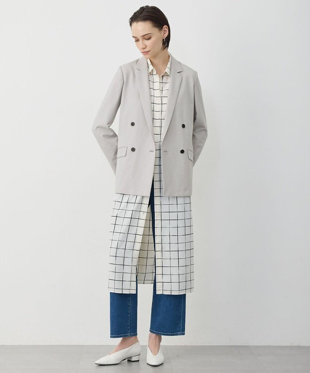 ICB L 【30th ANNIVERSARY】 ウィンドウペンプリント シャツワンピース アイボリー×ブラック