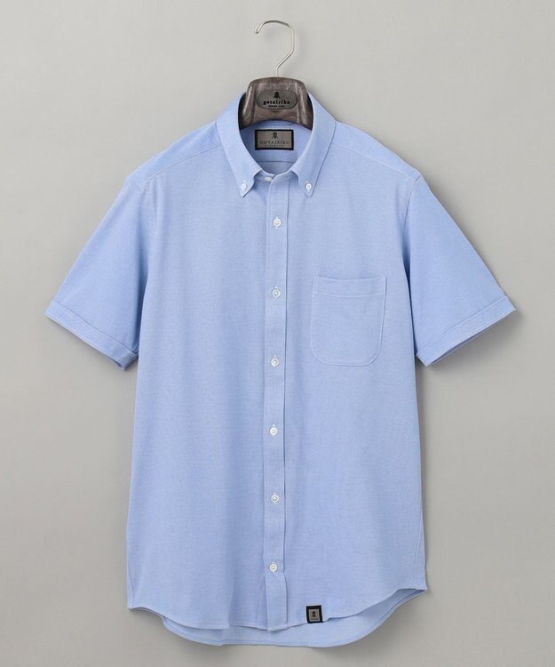 GOTAIRIKU 【吸汗速乾】クールマックス鹿の子 半袖ビズシャツ_ボタンダウン サックスブルー系