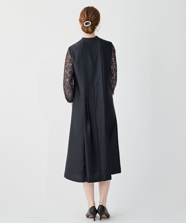 23区 【APPLAUDIR】ノーブルサテン レースコンビドレス ネイビー系