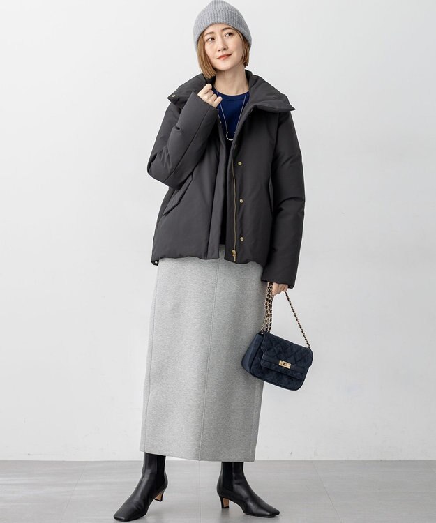 23区 L 【一部店舗限定/滝沢眞規子さん着用/撥水加工】ミリタリー Aライン ダウンコート グレー系