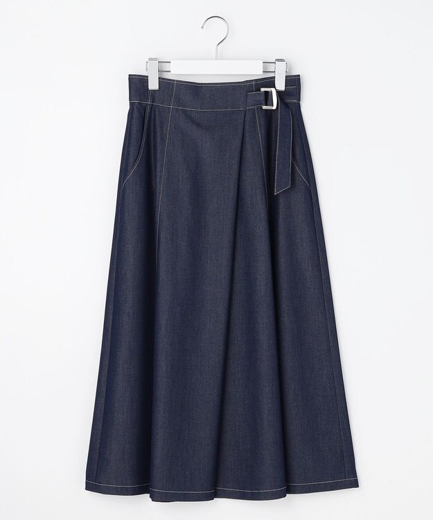 ANY SIS シャンブレーベルティッド スカート シャンブレーブルー