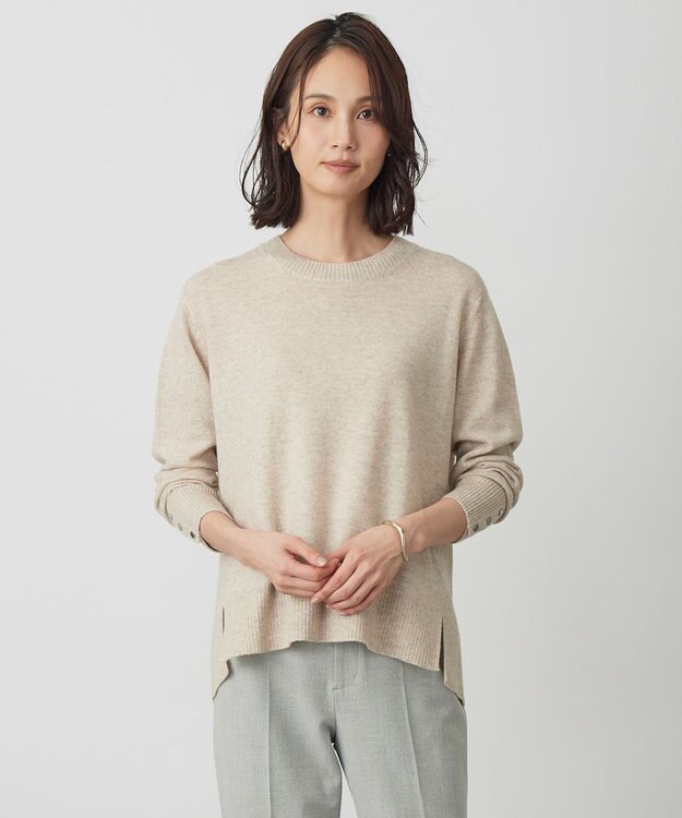 J.PRESS LADIES CASHMERE BLEND クルーネック ニット ベージュ系