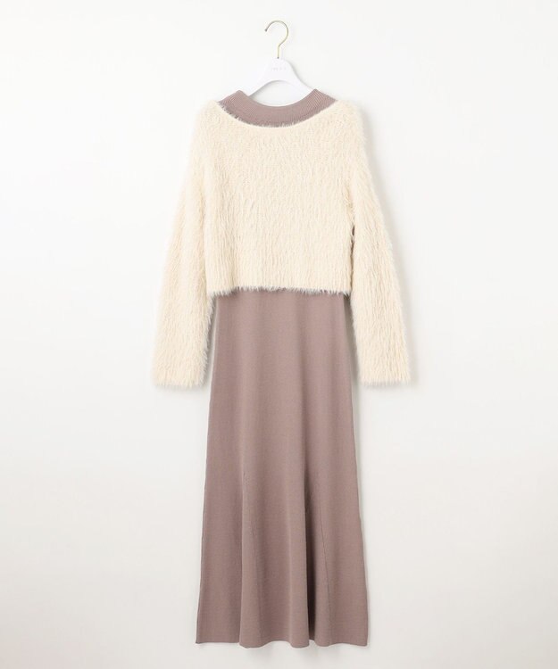 ANY SIS 【2SET】シャギー ニット × ワンピース セット モカピンク