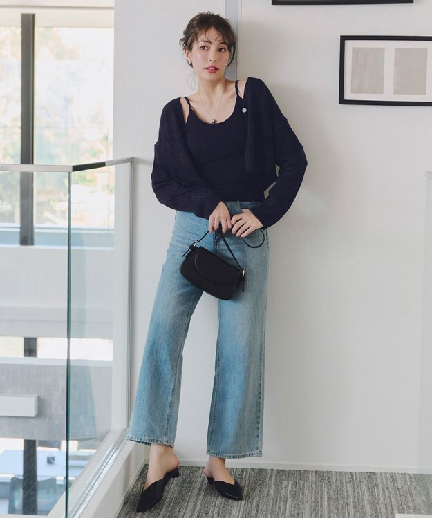 Tiaclasse 【洗える】クロシェニットカーディガン カーディガン ネイビー