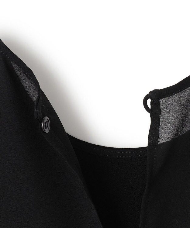 BEIGE， 【洗える】FLEUR / バックシアーノーカラーブラウス Black