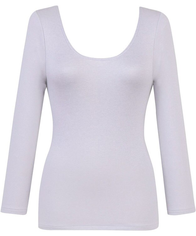 Wing あったかインナー 綿混素材 裏起毛(肌側) よく伸びる素材 ストレッチ性 【ラクのびサーモ】 保温性 8分袖 長袖 秋 冬 EL6812 ウイング／ワコール パープル