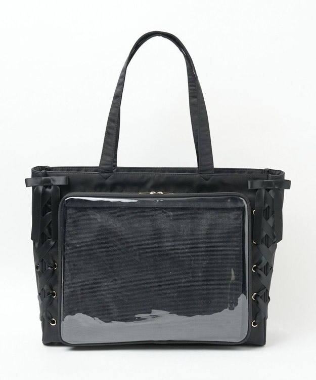 WEGO 【痛バ＆推し活グッズ】レースアップフレーム痛バッグL ブラック