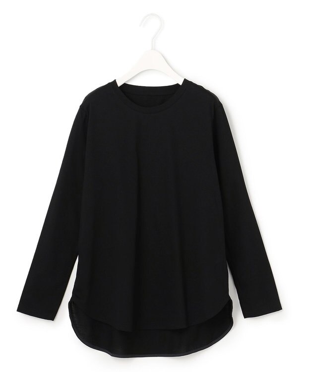 ICB 【洗える】シンプルジャージー ロングスリーブTシャツ ブラック系