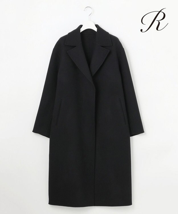 23区 S 【R(アール)】ウールメルトンリバー ロング ラップコート ブラック系